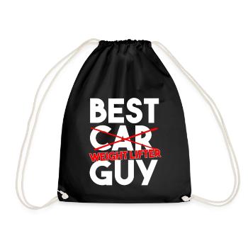 Best Weight Lifter Guy Funny Gym Workout Art - Drawstring Bag - black - Front