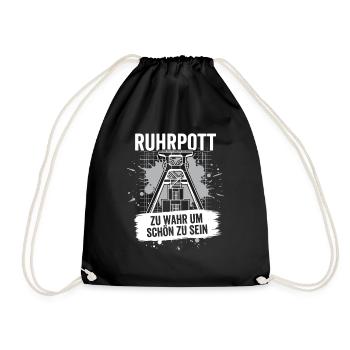 Ruhrpott Förderturm Geschenk Zeche Heimat Bergbau - Turnbeutel - Schwarz - Vorne