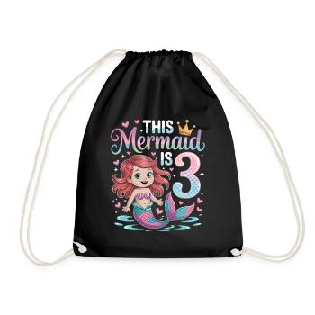 Mermaid 3rd Birthday 3 Years - Drawstring Bag - black - Front