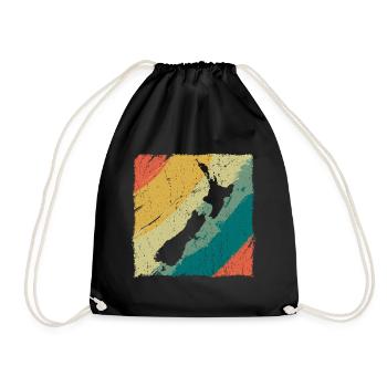 Logo rétro de la carte terrestre de la Nouvelle-Zélande Vintage NZ - Sac de sport léger - noir - Devant