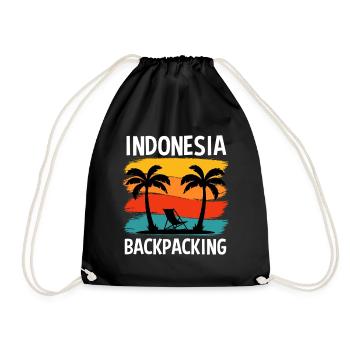 Design rétro de voyage en sac à dos en Indonésie - Sac de sport léger - noir - Devant