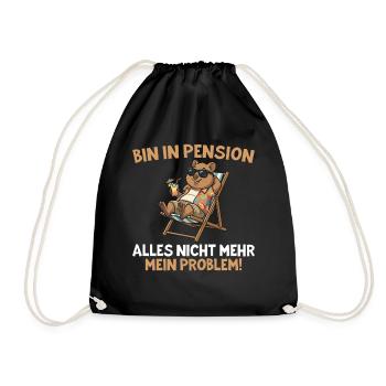 Pensioner Chilled quokka in a deck chair - Drawstring Bag - black - Front