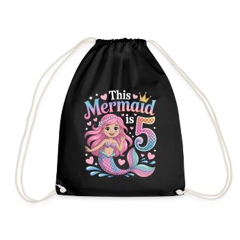 5e anniversaire de la Sirène 5 ans - Sac de sport léger - noir - Devant