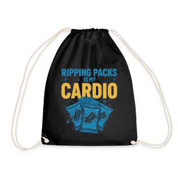 Ripping Packs Is My Cardio Trading Card Booster - Drawstring Bag - black - Front