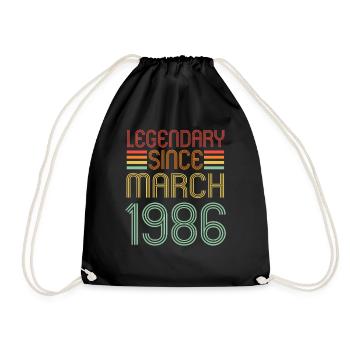 Legendary since March 1986, Retro, Geburtstag - Turnbeutel - Schwarz - Vorne