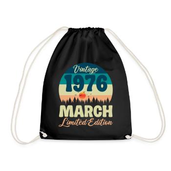 Vintage March 50 Year Old 1976 Birthday Gift - Drawstring Bag - black - Front