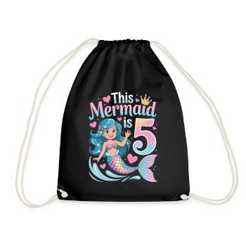 5e anniversaire de la Sirène 5 ans - Sac de sport léger - noir - Devant