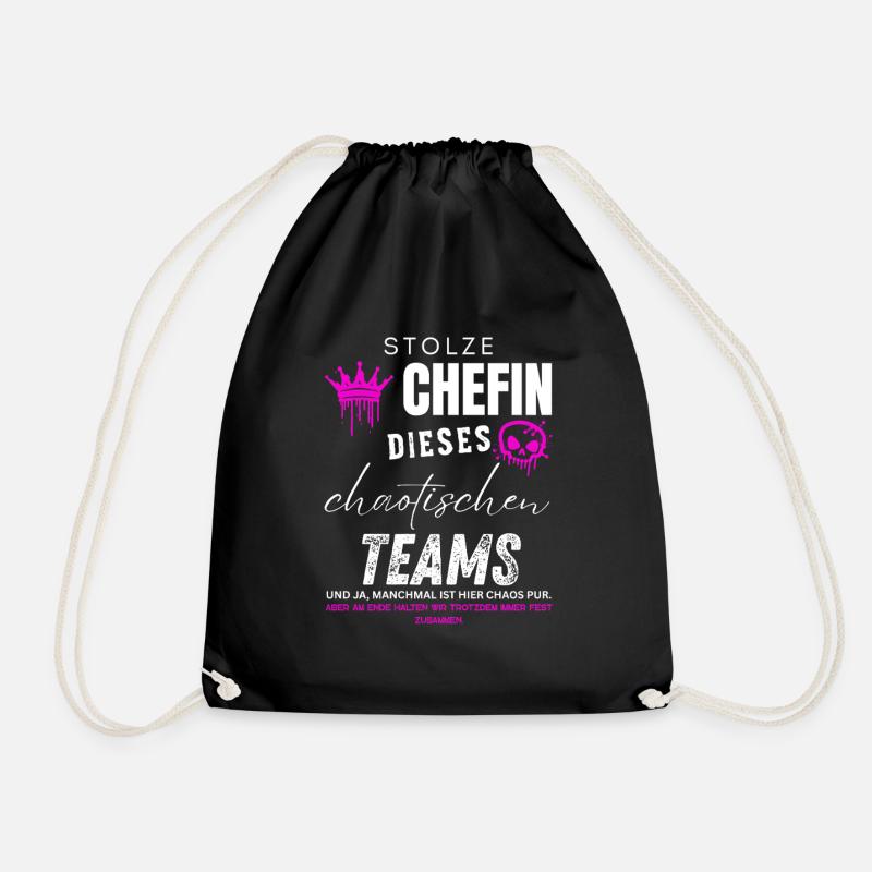 Stolze Chefin chaotisches Team Chefin Geschenke - Drawstring Bag - black