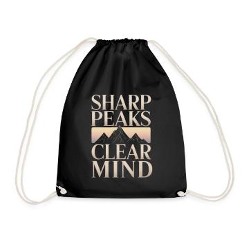 Sharp Peaks Clear Mind Mountain Design - Drawstring Bag - black - Front
