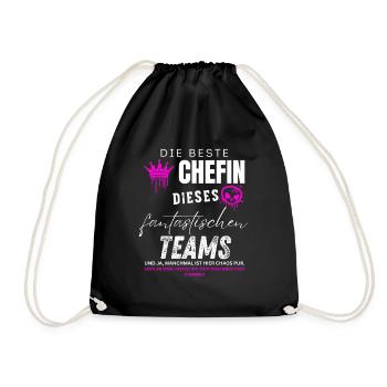 beste Chefin fantastisches Team Chefin geschenke - Turnbeutel - Schwarz - Vorne