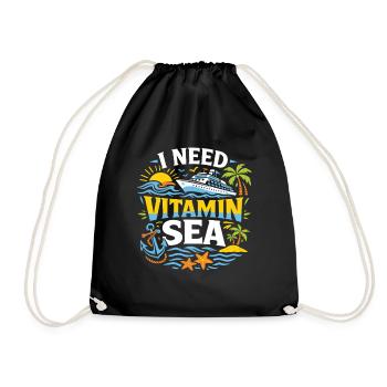 I Need Vitamin Sea | Cruise pun motif - Drawstring Bag - black - Front