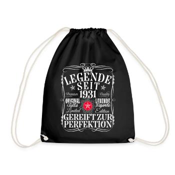 95th Birthday Man Woman 95 Years 1931 Decoration Funny - Drawstring Bag - black - Front