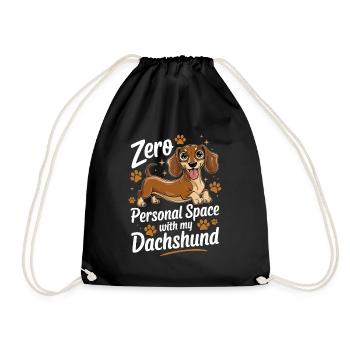 Zero Personal Space With My Dachshund Funnier - Drawstring Bag - black - Front