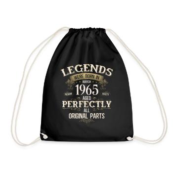 61st Birthday Gift Husband Vintage March 1965 - Drawstring Bag - black - Front