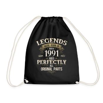 Cadeau du 35e anniversaire Mari Année Mars 1991 - Sac de sport léger - noir - Devant