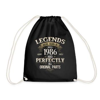 Cadeau de 40e anniversaire Mari Vintage mars 1986 - Sac de sport léger - noir - Devant
