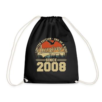 2008 Vintage Jahrgang Geburtstag Retro Geschenk - Turnbeutel - Schwarz - Vorne