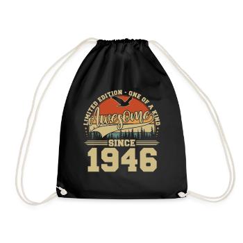 1946 Vintage Jahrgang Geburtstag Retro Geschenk - Turnbeutel - Schwarz - Vorne