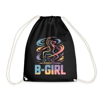 B-Girl Breakdance Streetstyle Retro Design - Drawstring Bag - black - Front