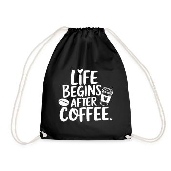 Life Begins After Coffee - Turnbeutel - Schwarz - Vorne