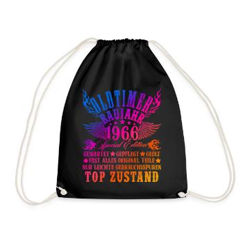 60th Birthday Man Woman 60 Years Decoration 1966 Gift - Drawstring Bag - black - Front