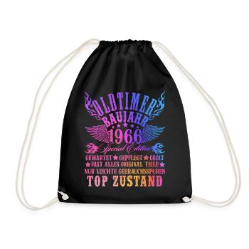 60th Birthday 60 Years Decoration 1965 Gift Funny - Drawstring Bag - black - Front