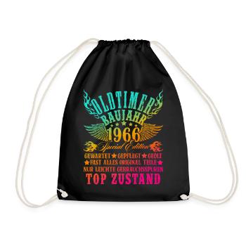 60th Birthday 60 Years Decoration 1965 Gift Funny - Drawstring Bag - black - Front