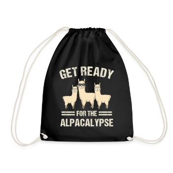 Get Ready for the Alpacalypse Funny Alpaca Pun Art - Turnbeutel - Schwarz - Vorne