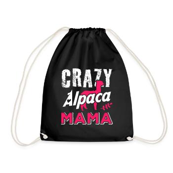 Crazy Alpaca Mama Funny Alpaca Lover Design - Drawstring Bag - black - Front