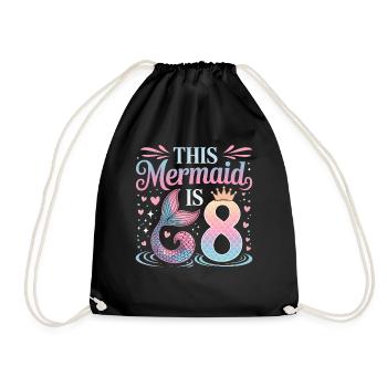 Mermaid 8th Birthday 8 Years - Drawstring Bag - black - Front