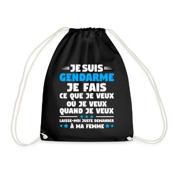 Humor Gendarme Couple Husband Gendarmerie - Drawstring Bag - black - Front
