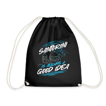 Santorini Is Always A Good Idea - Drawstring Bag - black - Front