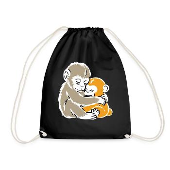Monkey Hug Duo Illustration - Turnbeutel - Schwarz - Vorne