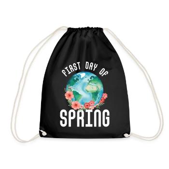 First Day Of Spring Happy Easter Ostara Eostre - Drawstring Bag - black - Front
