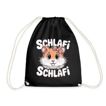 Schlafi Schlafi Hamster Design - Turnbeutel - Schwarz - Vorne