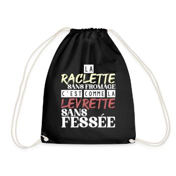 Raclette ohne Käse ohne Versohlung - Turnbeutel - Schwarz - Vorne