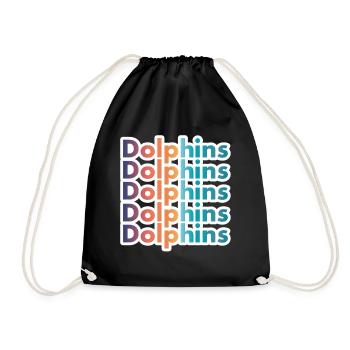 Retro Dolphins Text Ocean Lover Graphic - Turnbeutel - Schwarz - Vorne