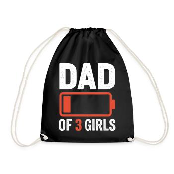 Dad of 3 Girls Battery Pride - Drawstring Bag - black - Front