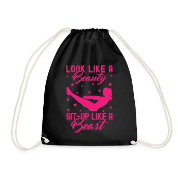 Fitness Fanatics A Beauty Sit-Up Like Beast - Drawstring Bag - black - Front
