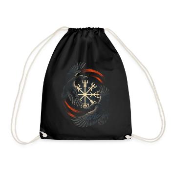 Scandinavian Viking Ravens - Drawstring Bag - black - Front