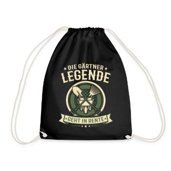 Gärtner Legende in Rente Ruhestand Geschenk - Turnbeutel - Schwarz - Vorne
