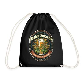 Hopfen-Smoothie Etikett - Turnbeutel - Schwarz - Vorne