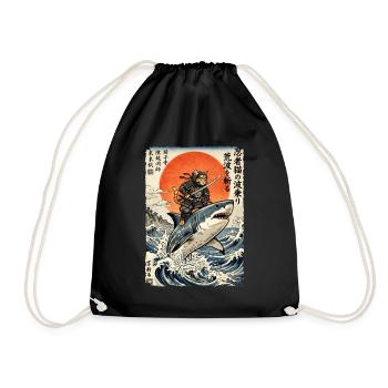 Ninja Katze, Japanischer Krieger & Kämpfer, Hai - Turnbeutel - Schwarz - Vorne