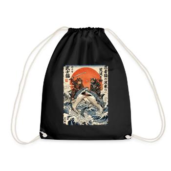 Samurai Katze, Ninja Katze, Hai, Japanisch - Turnbeutel - Schwarz - Vorne
