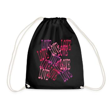 Love Cascading Romantic Lettering - Turnbeutel - Schwarz - Vorne