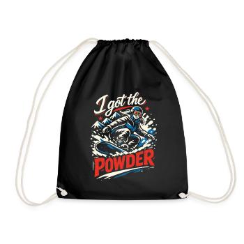Snowboard | I Got The Powder | Powder snow - Drawstring Bag - black - Front