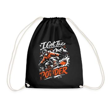 Snowboard | I Got The Powder | Powder snow - Drawstring Bag - black - Front