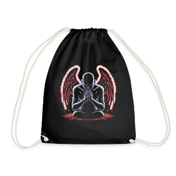 Dark Angel Pixel Art Shirt – Fallen Angel - Drawstring Bag - black - Front