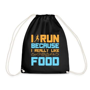 Running I Run I Like Food Marathon Runner - Turnbeutel - Schwarz - Vorne