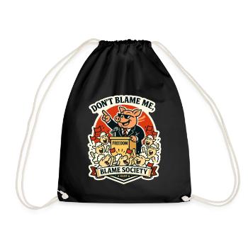 Blame Society Schwein Cartoon-Tee - Turnbeutel - Schwarz - Vorne